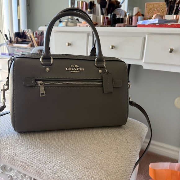 Coach Rowan Gray Leather Gray Bag - Picture 3 of 16